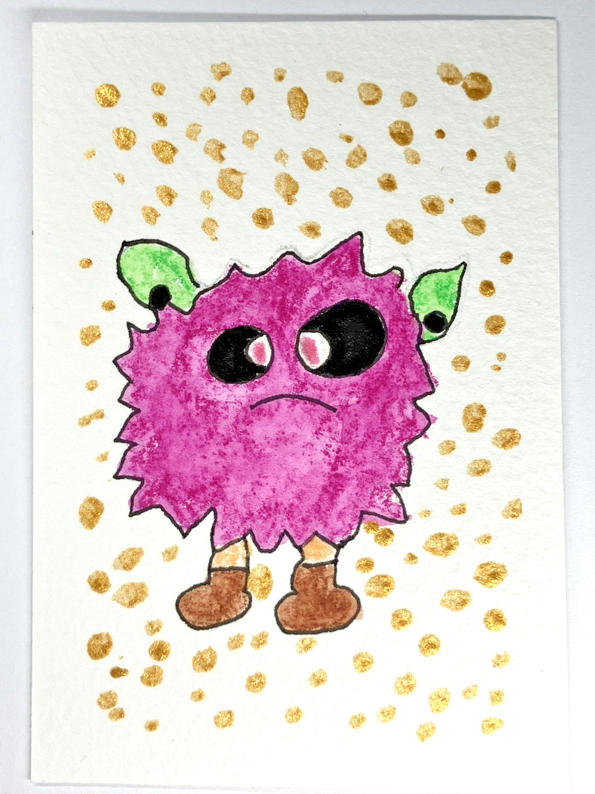 New Original ACEO Artwork 300gsm in Protective Sleeve & Greeting Card - CUTE
