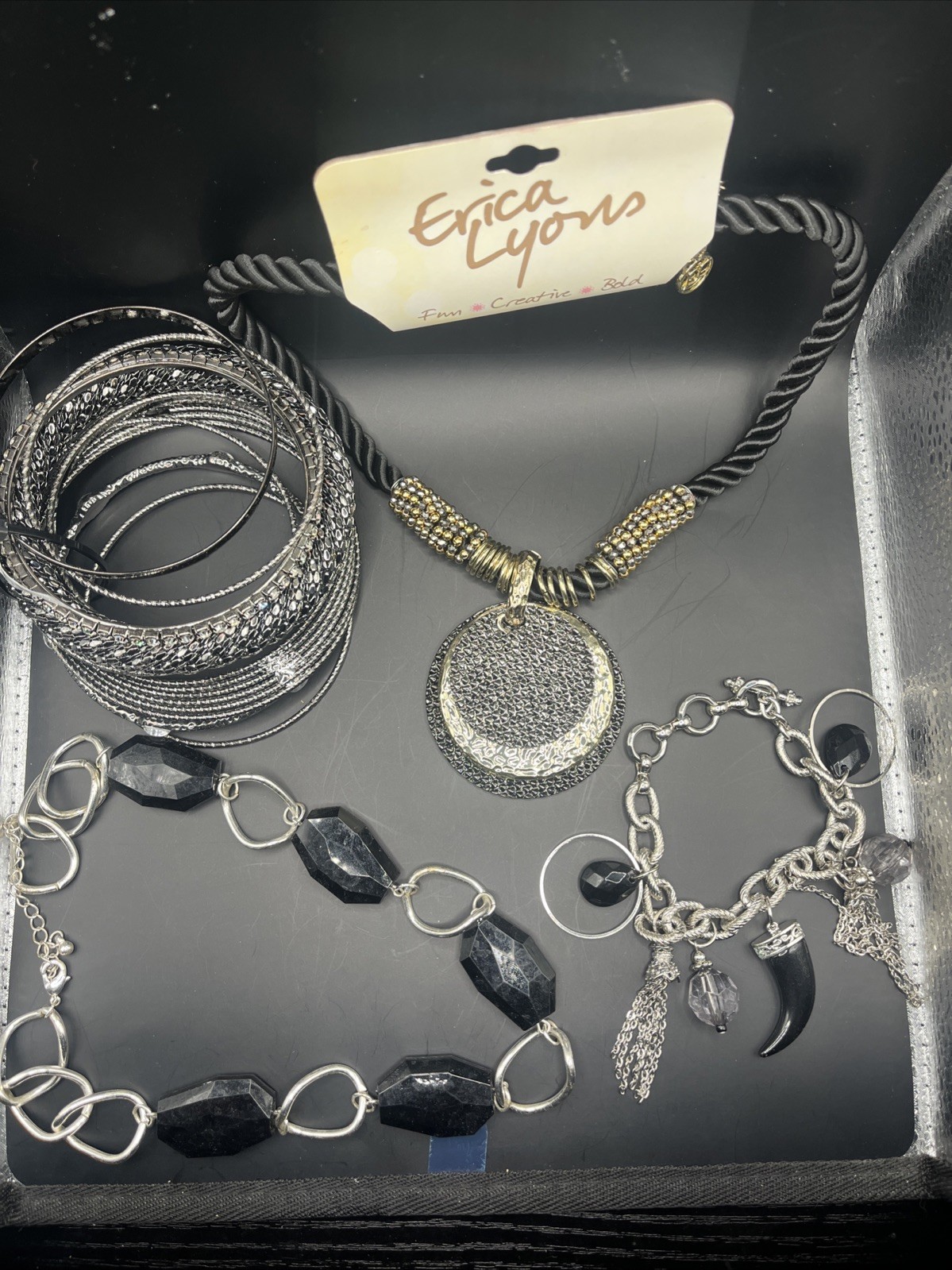 Lot Of Women’s Costume Jewelry 2 Necklaces 1 Bracelet And 1 Stack Of 5 Bracelets