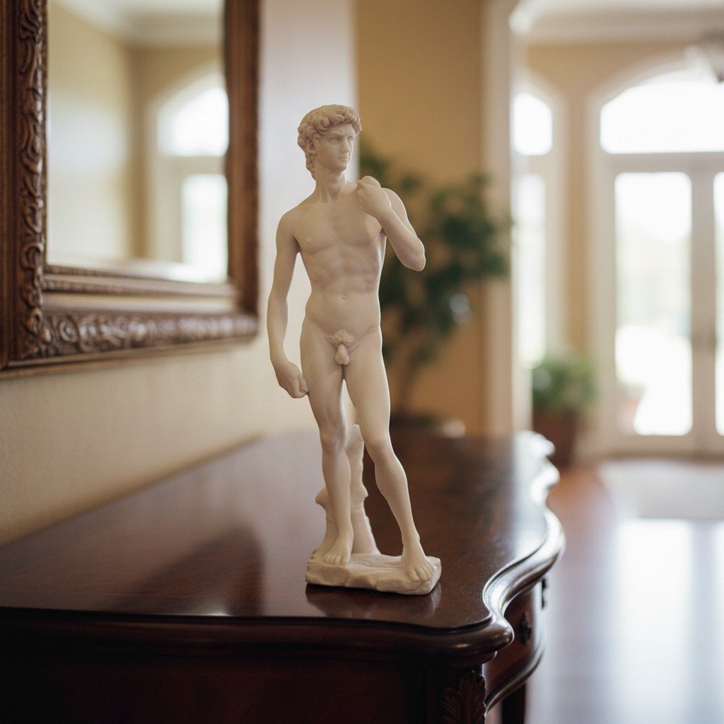 12" Michelangelo David Statue in White Marble Finish - Artful Home Accent