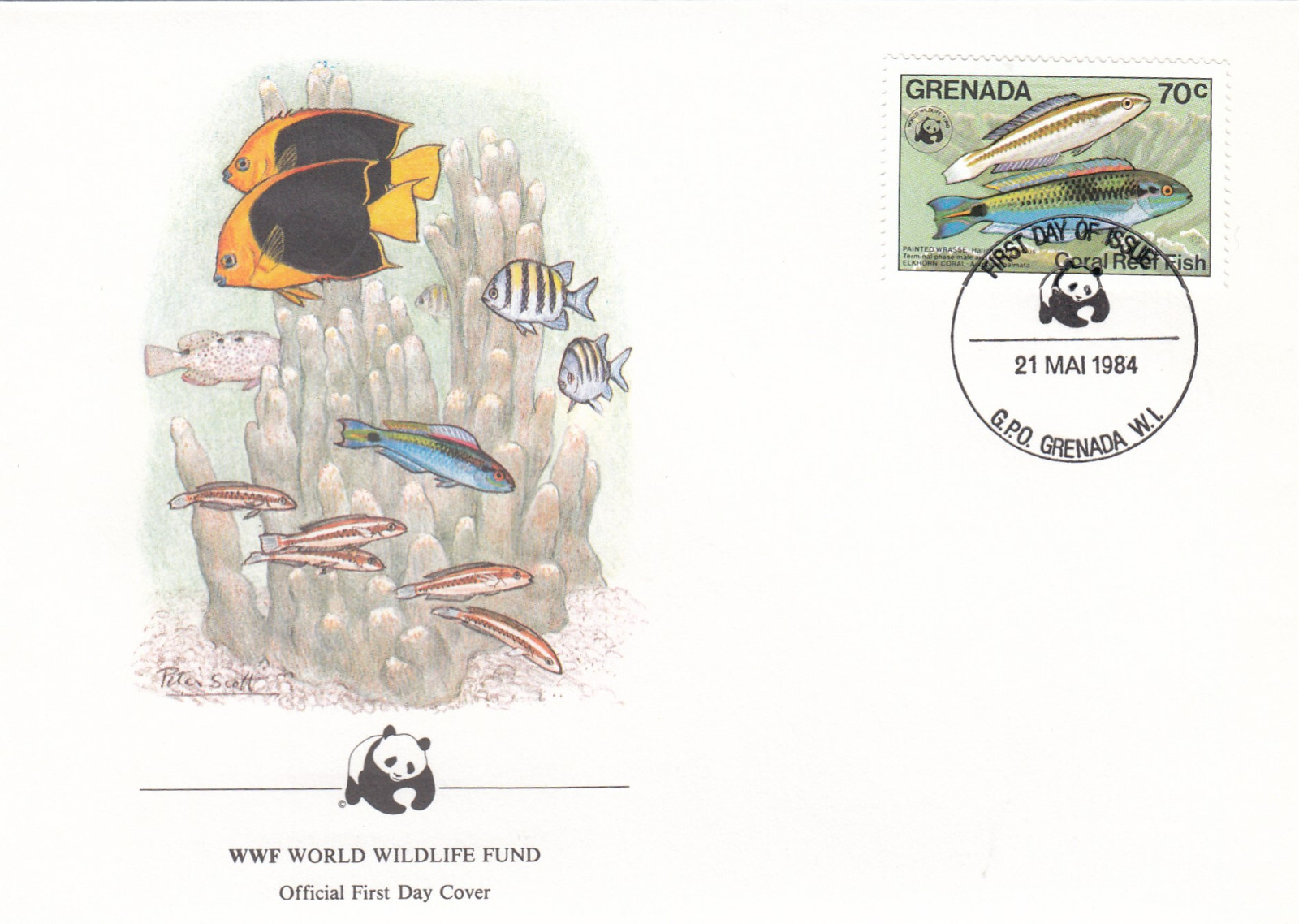 Coral Reef Fish Grenada WWF FDC 1984 #2 (130388) 