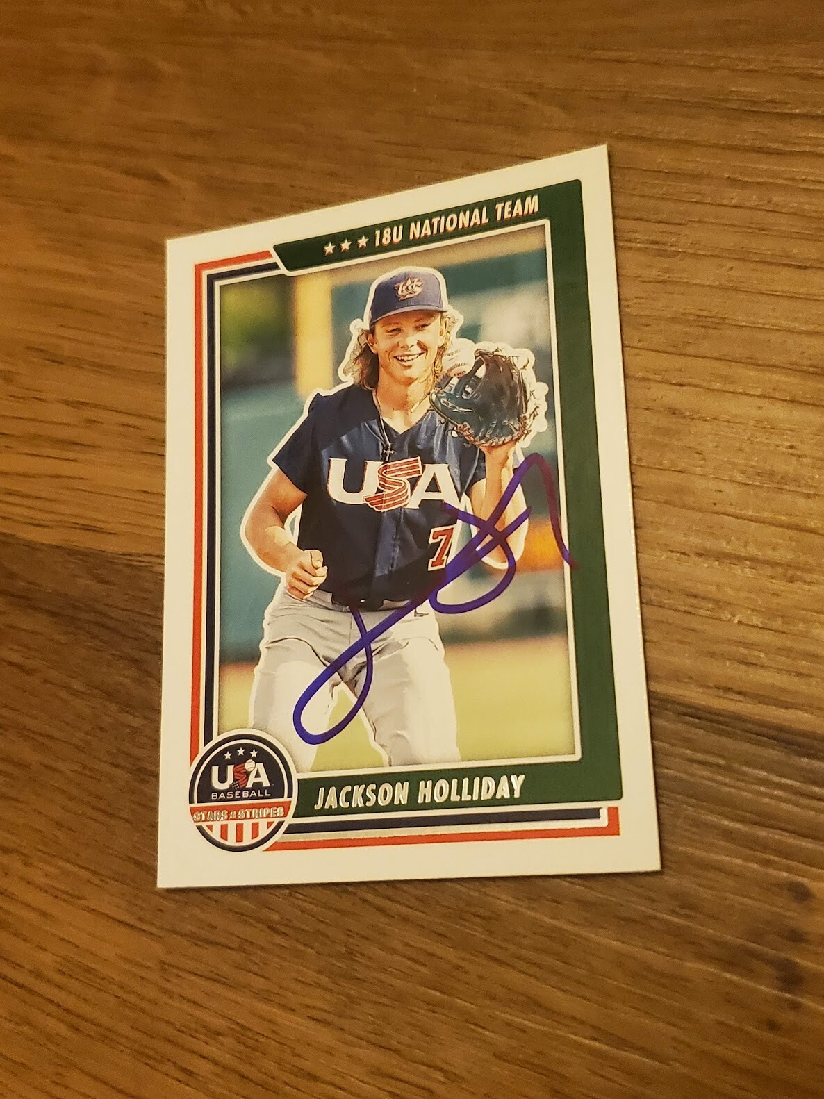 Jackson Holliday Signed 2022 USA Baseball Stars & Stripes Card #57 Autograph