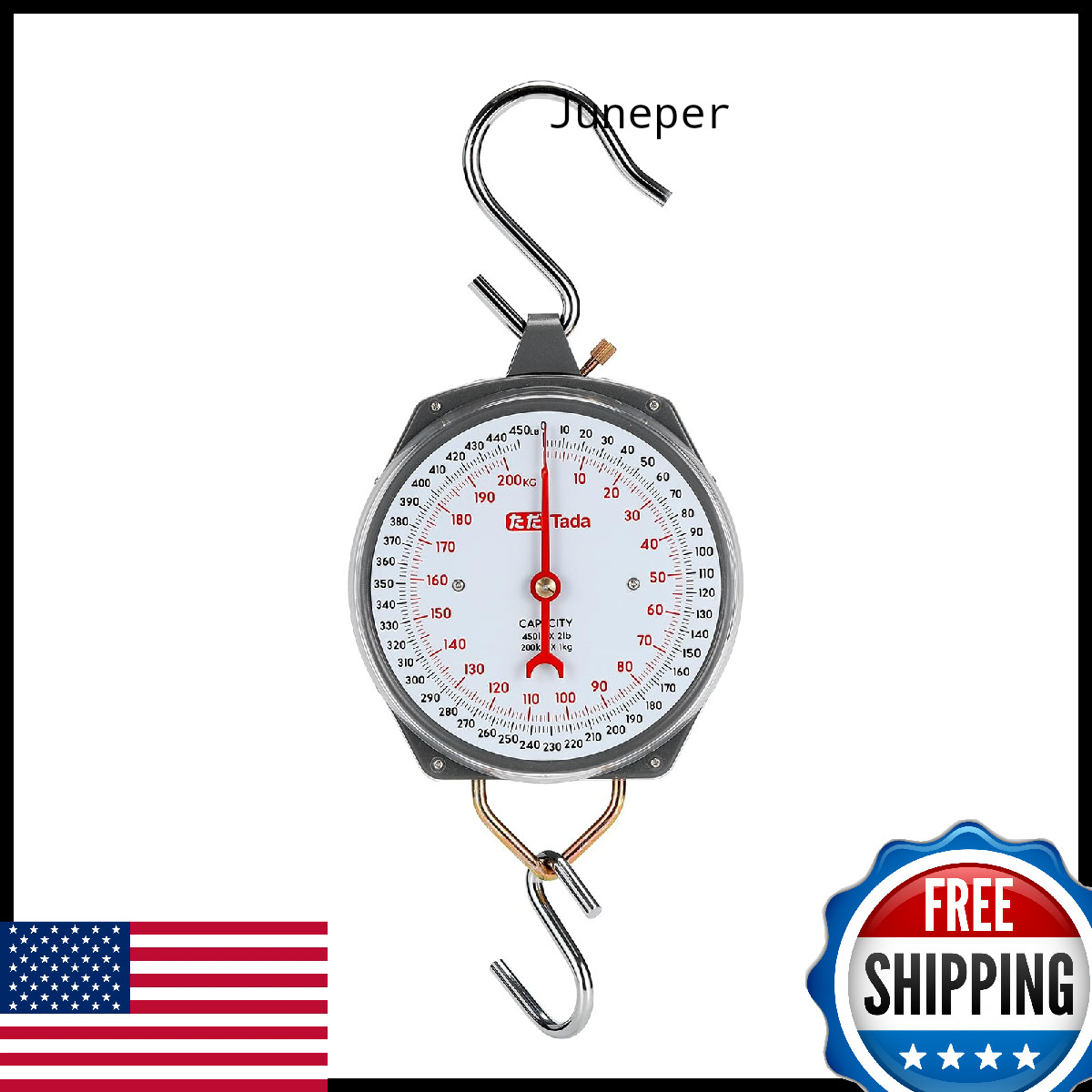 Tada 450lb Mechanical Hanging Scale, 8" Dial, Heavy-Duty, Game/Fish/Deer