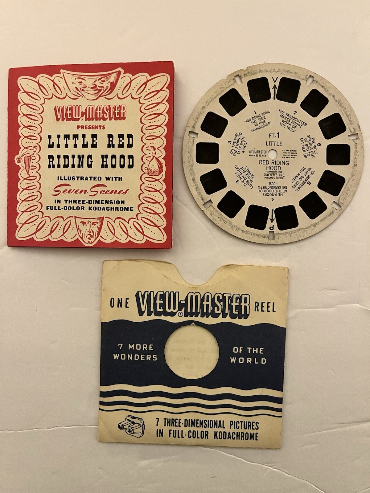 VTG 1950  View-Master Little Red Riding Hood  Single Reel & 8p Story Book FT-1