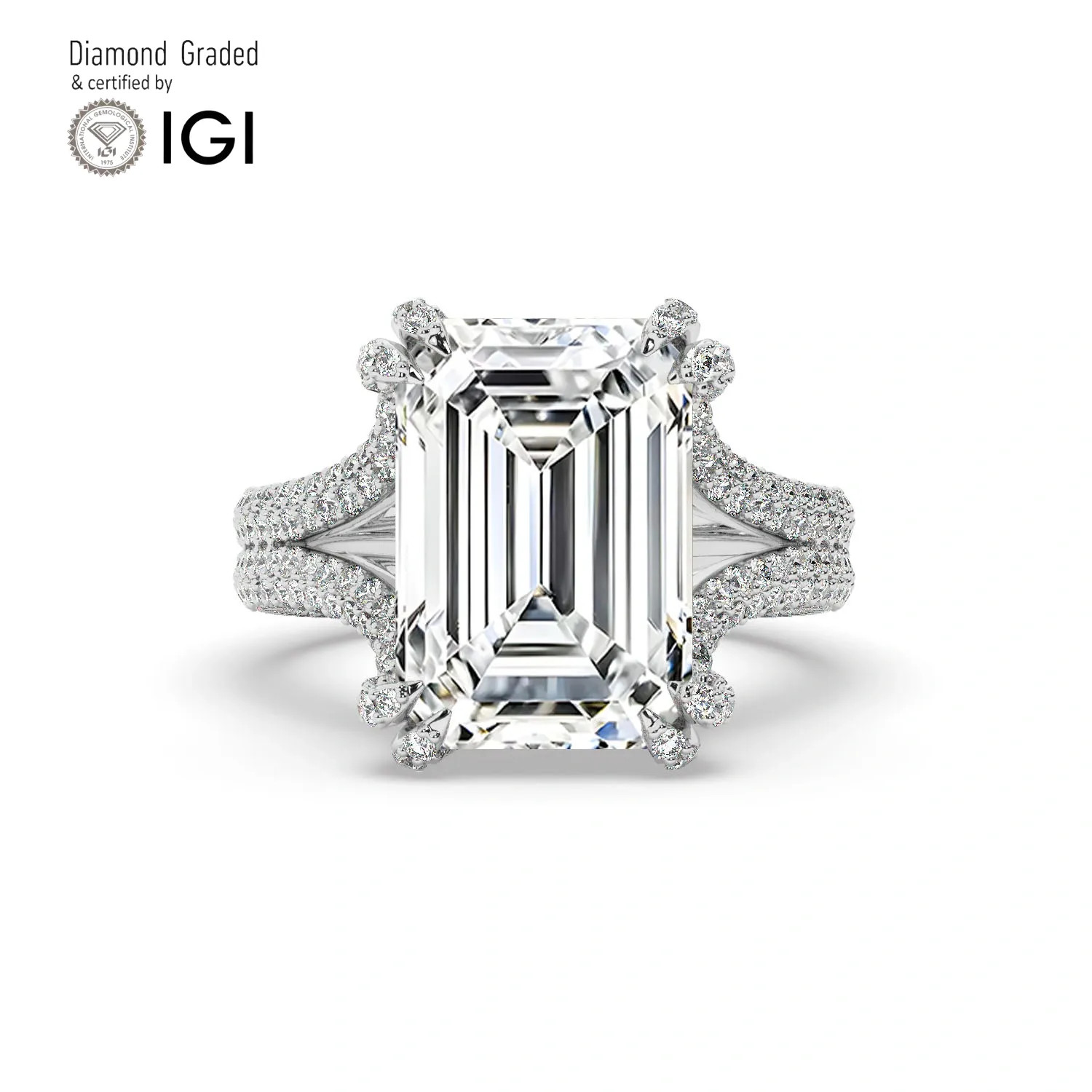 Emerald Diamond Engagement Ring Platinum Labgrown 10.10 Ct Solitaire