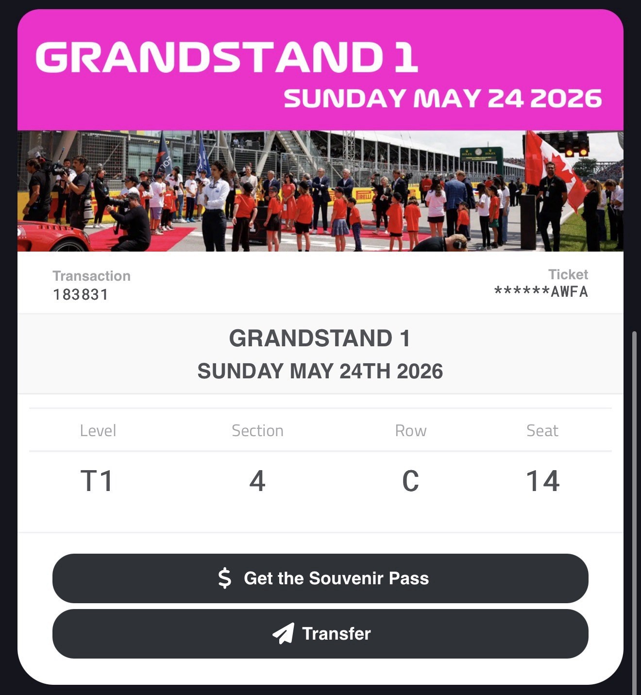 1 Ticket, 3 Days, Canadian Grand Prix 2026, Friday, Saturday & Sunday - GS 1