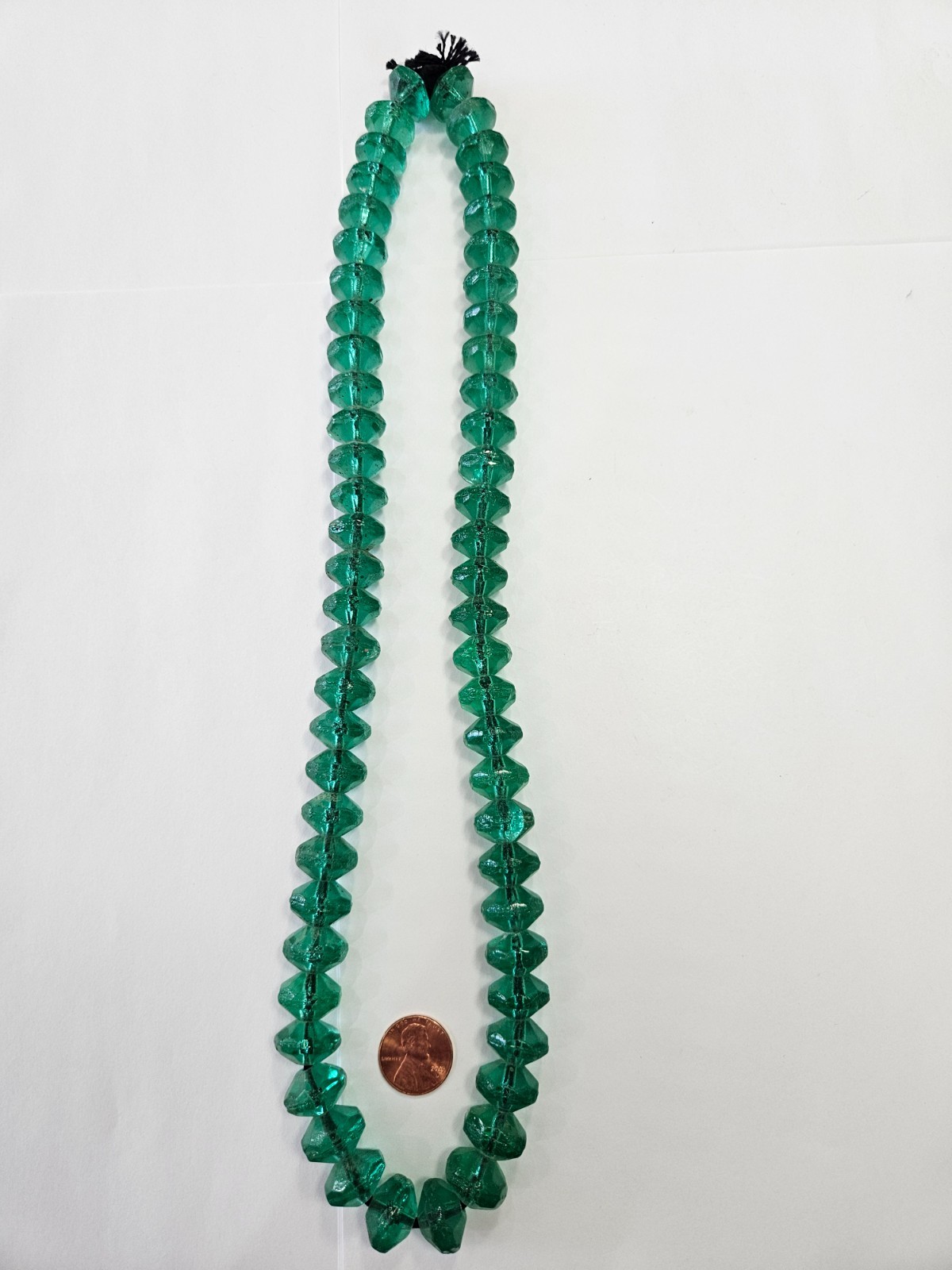 Large Antique Vaseline Glass African Trade Beads – Translucent Green – 24"