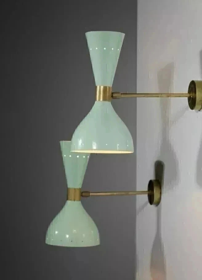 1950's Mid Century Modern Brass Italian Wall Sconce Stilnovo Wall Fixture Lamp