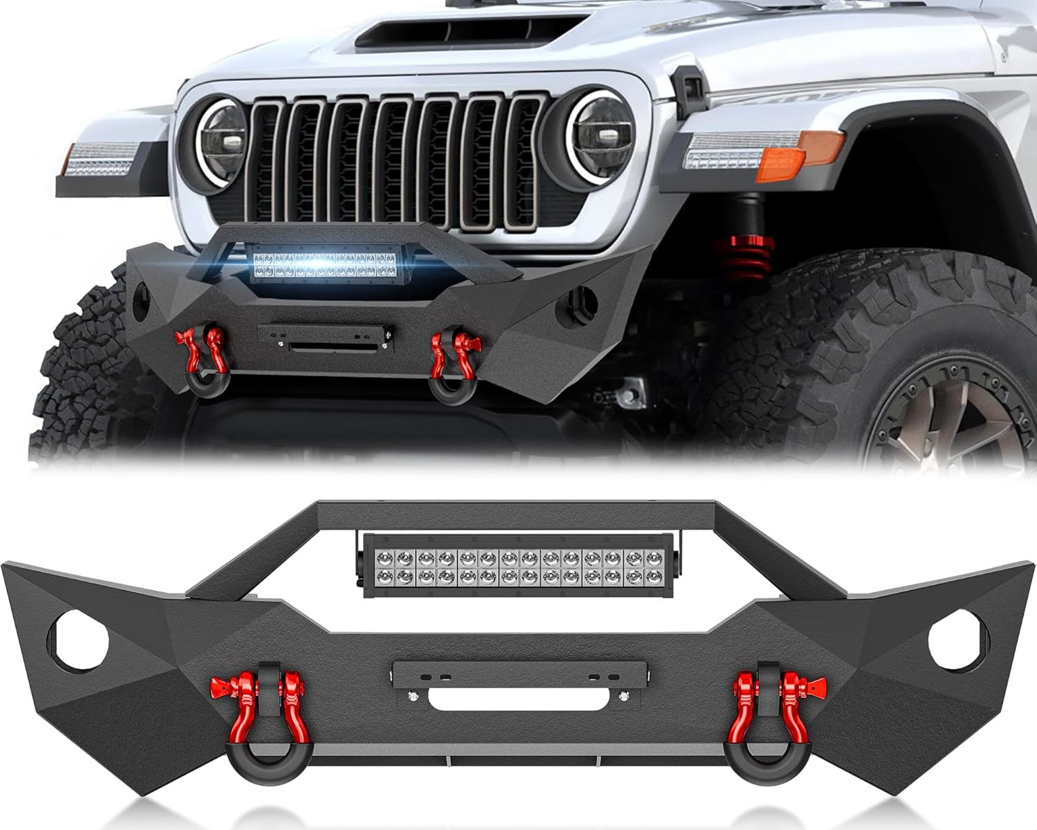 For Wrangler JL & Gladiator JT Stubby Front Bumper Compatible with 2018-2026 Jee