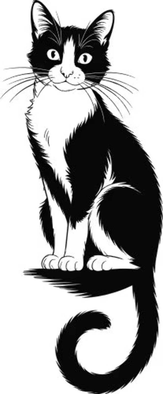 Heart Cat Silhouette Black and White Die Cut Vinyl Decal