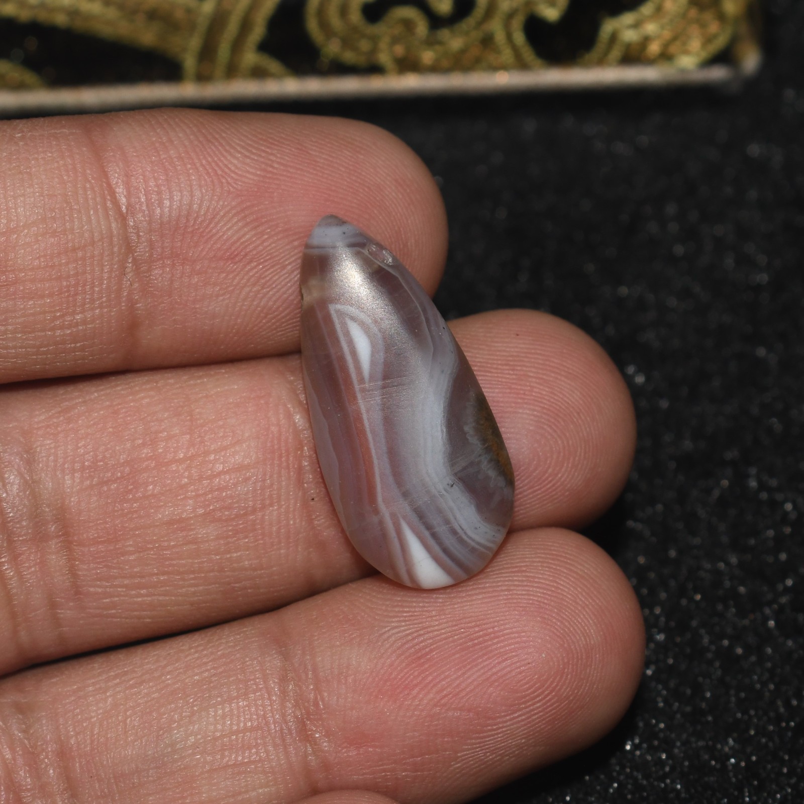 Rare Ancient Central Asian Banded Agate Stone Bead with Eye in good Condition