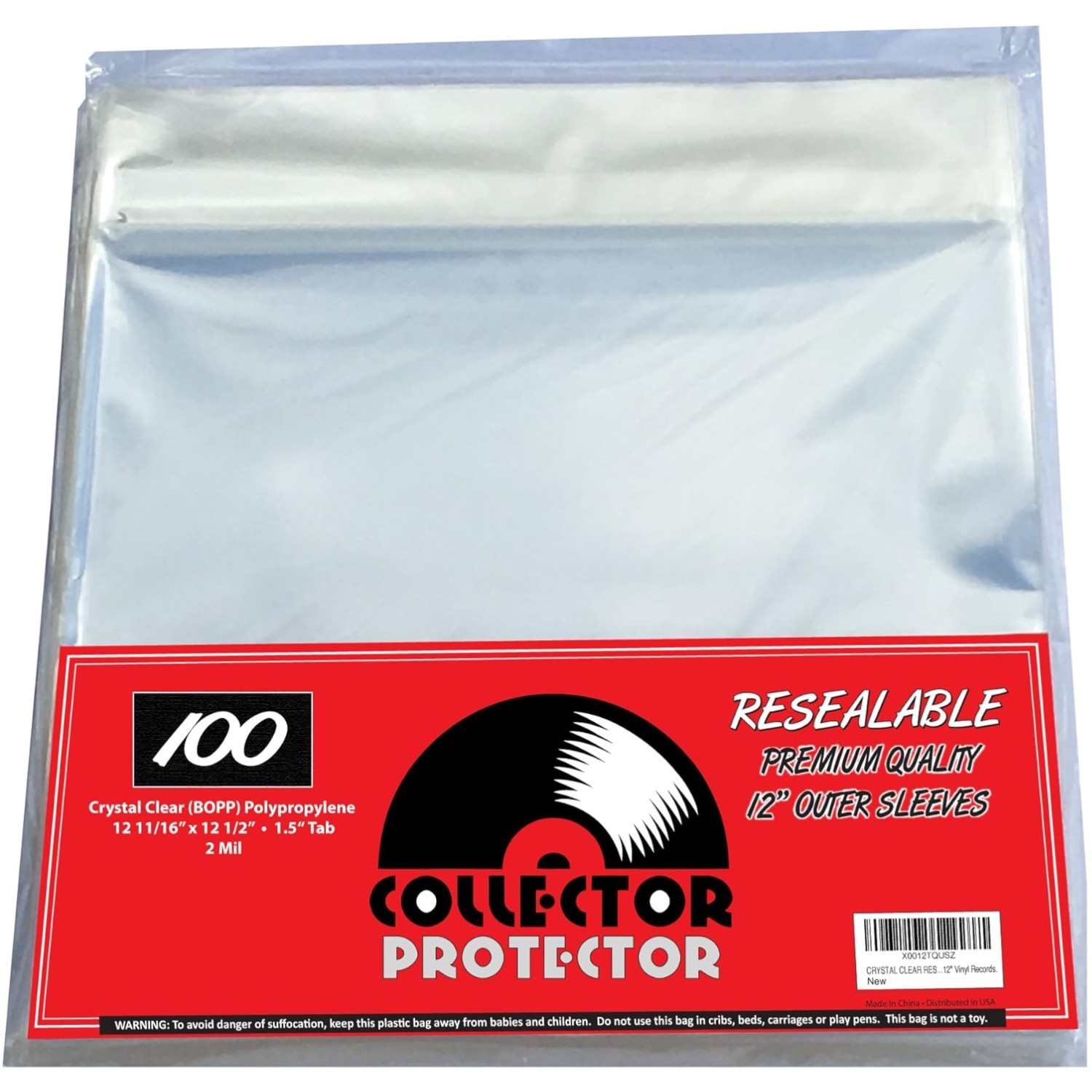 Complete Protection with 100 Resealable 12" Vinyl Record Sleeves - No Haze