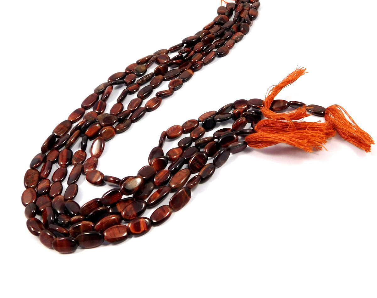 Red Tiger's Eye Oval Beads 13 Inch Strand Natural Gemstone Jewelry Wholesale Lot
