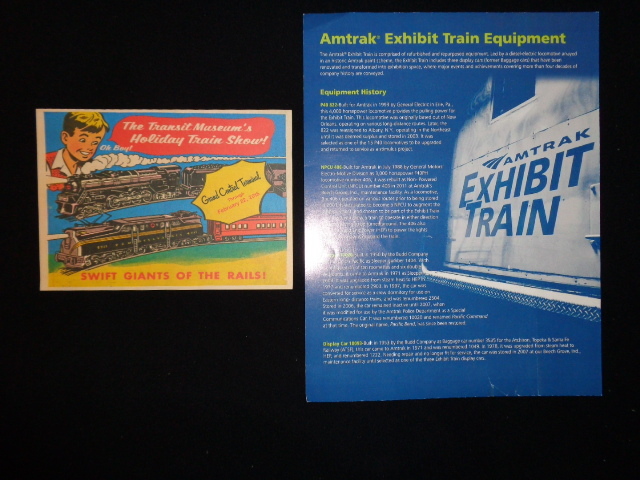 Advertising ephemera NY GCT model train show and Amtrak train equipment history