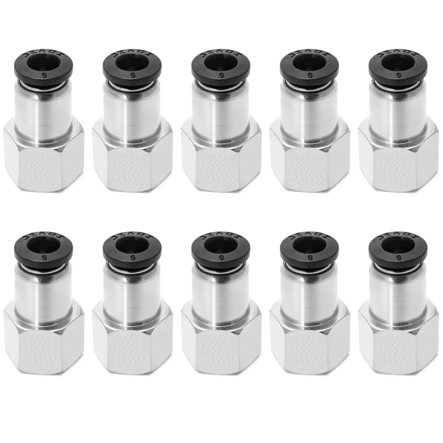 Push to Connect Fittings Pneumatic 1/4 Inch Tube OD 10 Pack Air