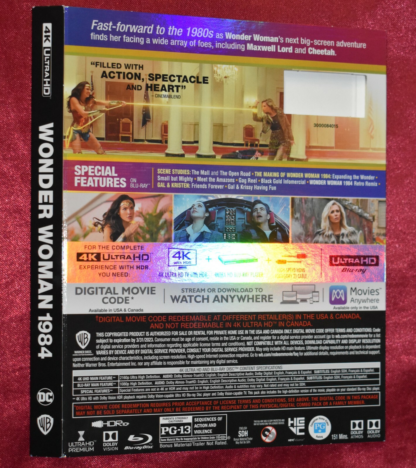 UHD SLIPCOVER ONLY - Fits: Wonder Woman 1984 UltraHD 4K Blu-ray - SLIPCOVER ONLY