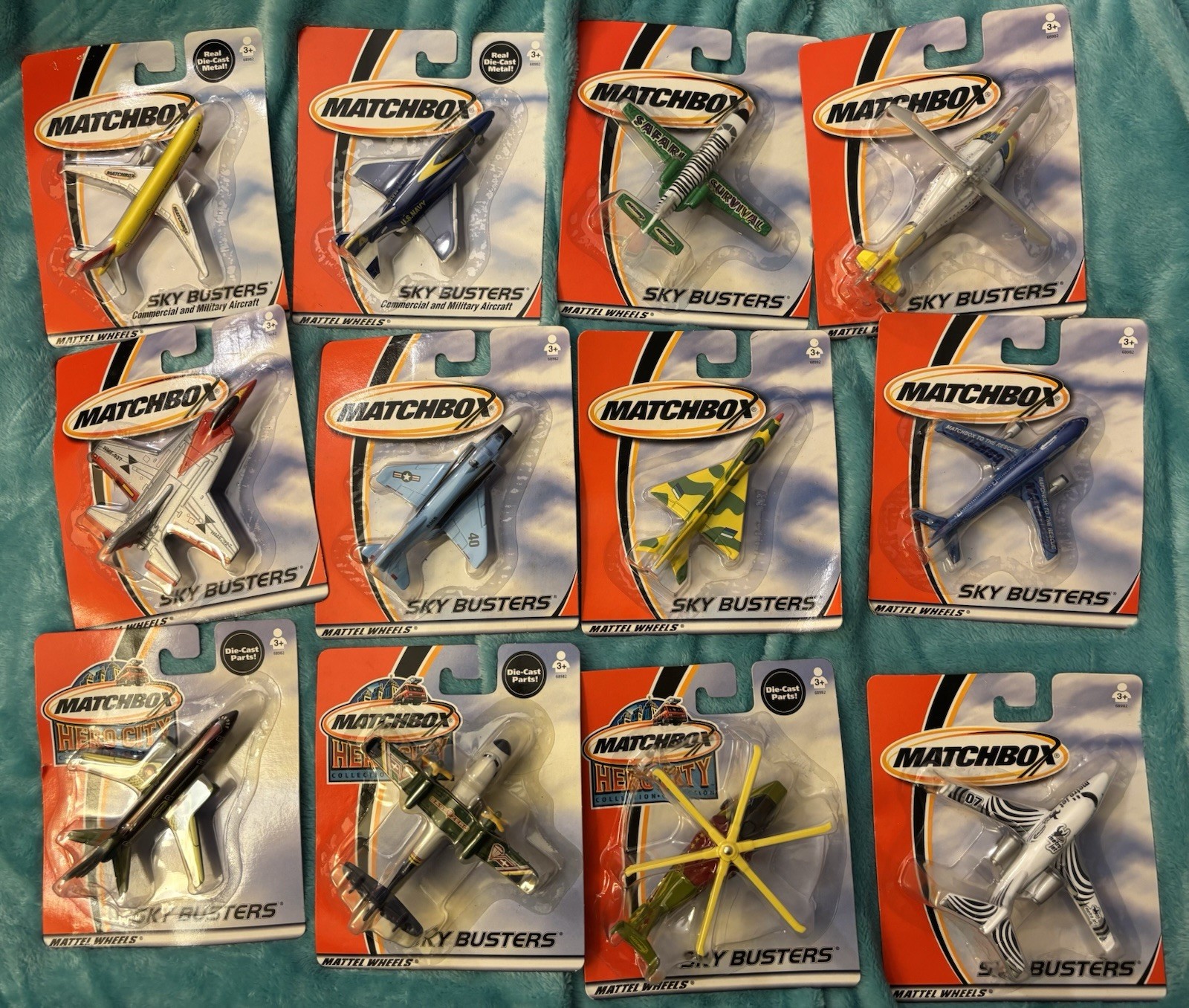 Matchbox Sky Busters - Lot of 12 Diecast Commercial & Military Aircraft