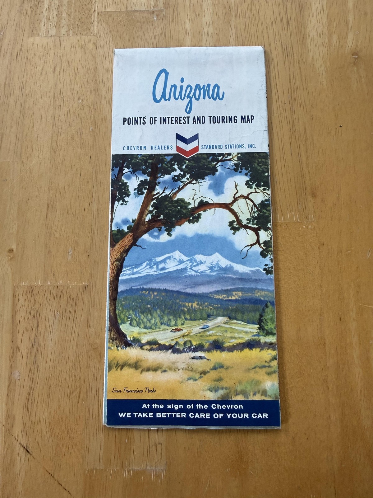 Vintage Chevron Arizona Points Of Interest Touring Road Map Folded Brochure USA