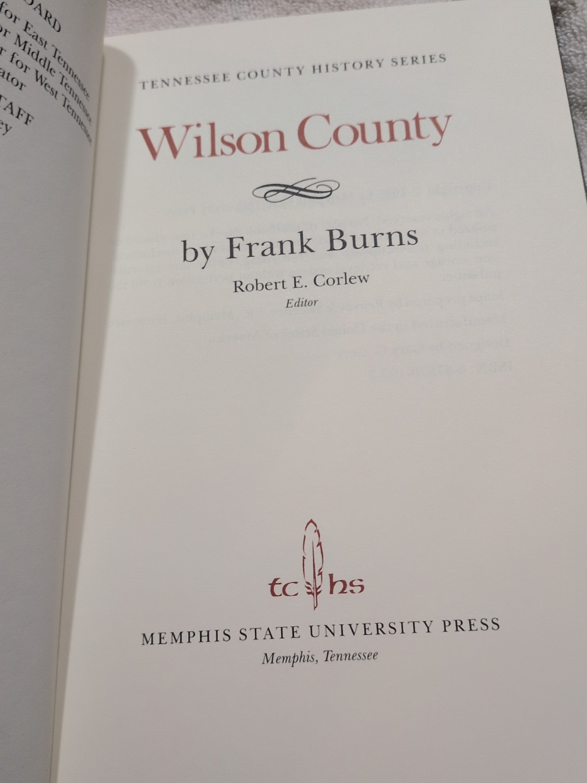 Wilson County, Tennessee History Book Burns