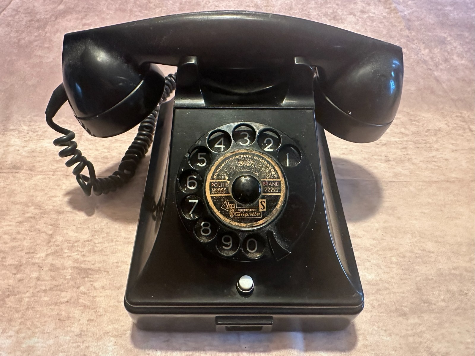 Vintage Ericsson Ruen PTT Black Rotary Dial Telephone Bakelite Made In Holland