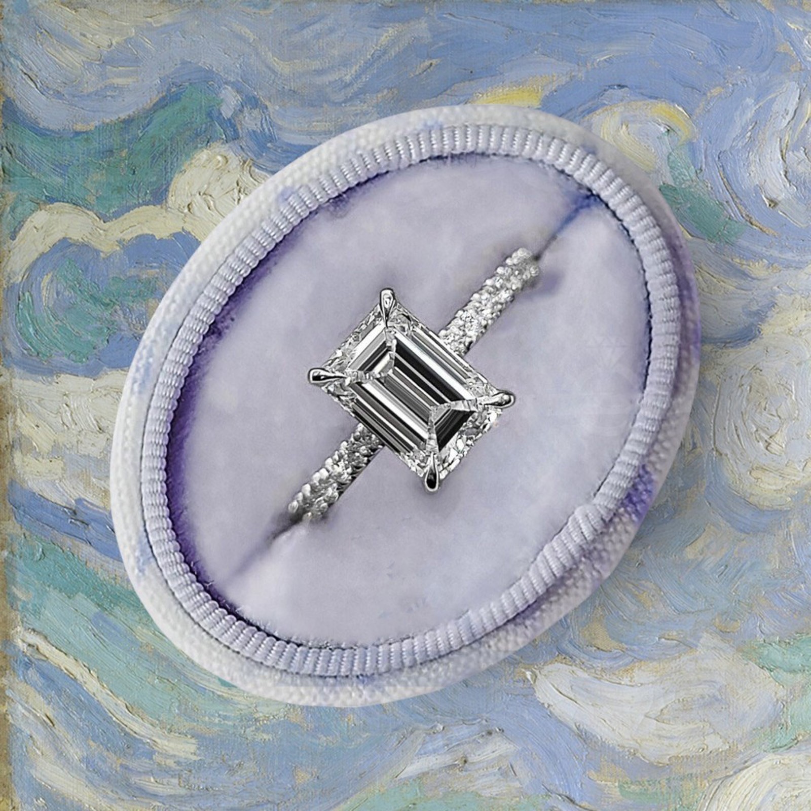 Exclusive 950 Platinum Diamond Ring Lab Grown 2 Carat IGI E F VVS2 Emerald Cut