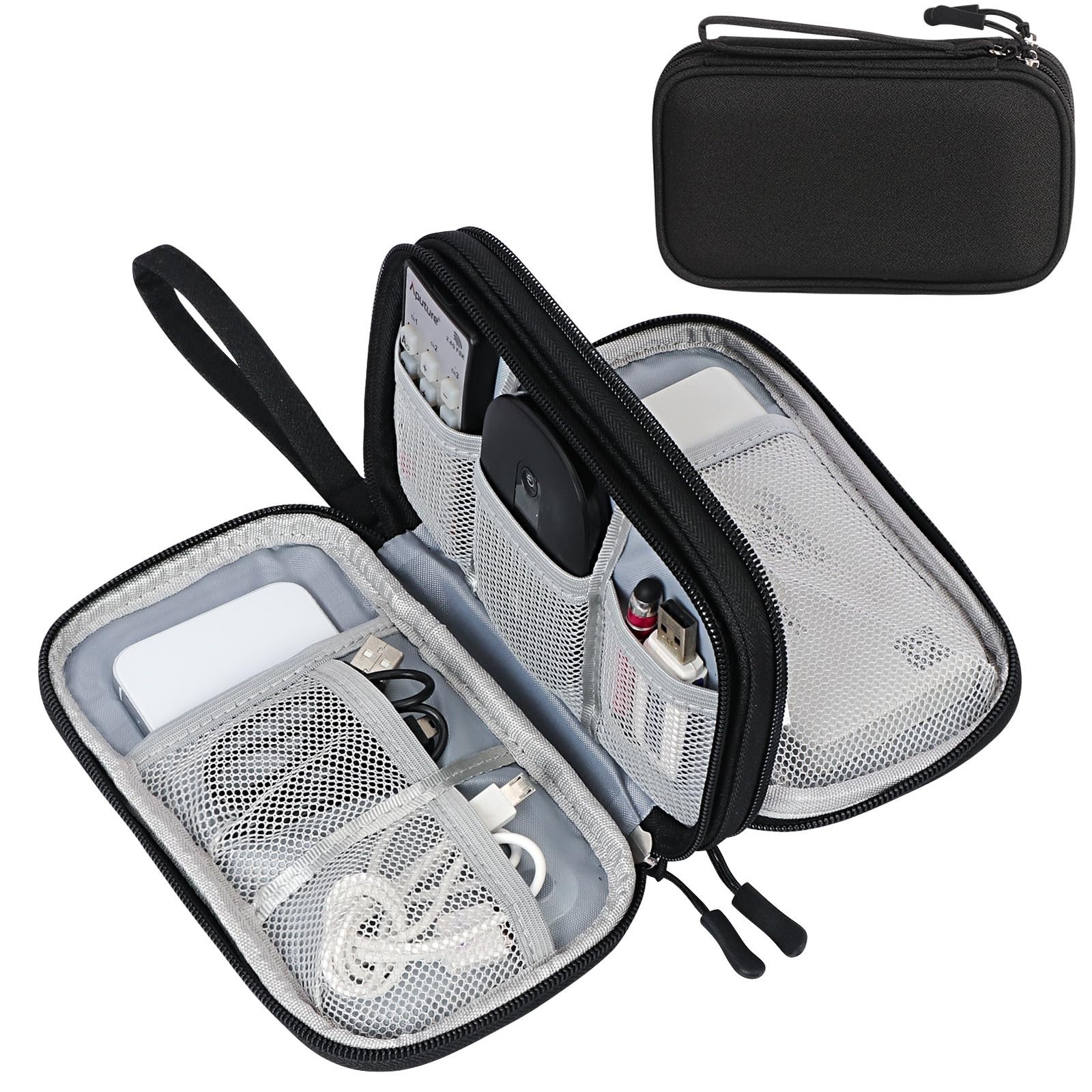 FYY Electronic Organizer, Travel Cable Organizer Bag Pouch Medium, Black 