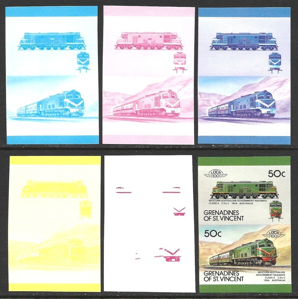 St. Vincent Grenadines Train #317 Imperf COLOR TRIAL PROOFS VF-NH