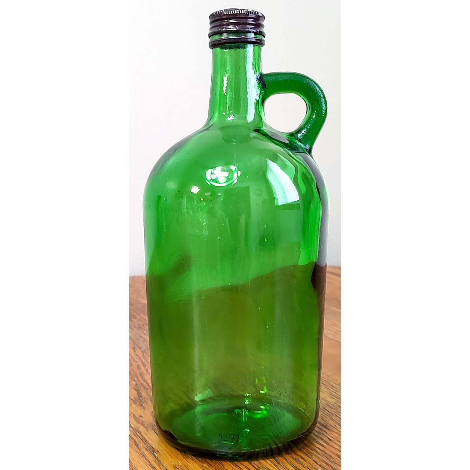Vintage 8" Green Glass Demijohn Carboy Bottle