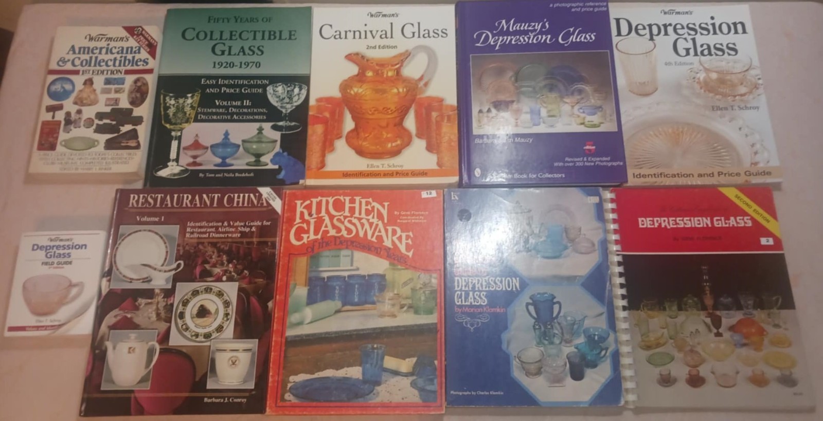 Vintage Depression Glassware books & Others / 10 Total
