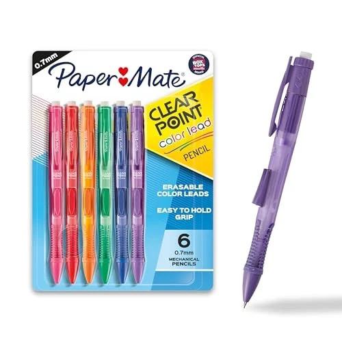 Paper Mate Clearpoint Color Lead Mechanical Pencils, 0.7mm, Assorted Colors