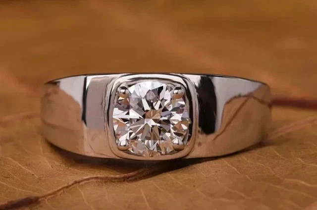 2Ct Round Cut Lab Created Diamond Men's Engagement Ring 14K White Gold Plated