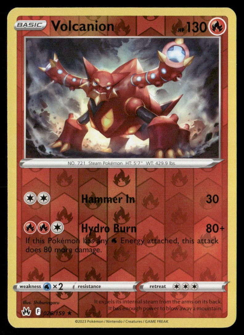 Volcanion Reverse Holofoil Holo Rare Crown Zenith 026/159 NM