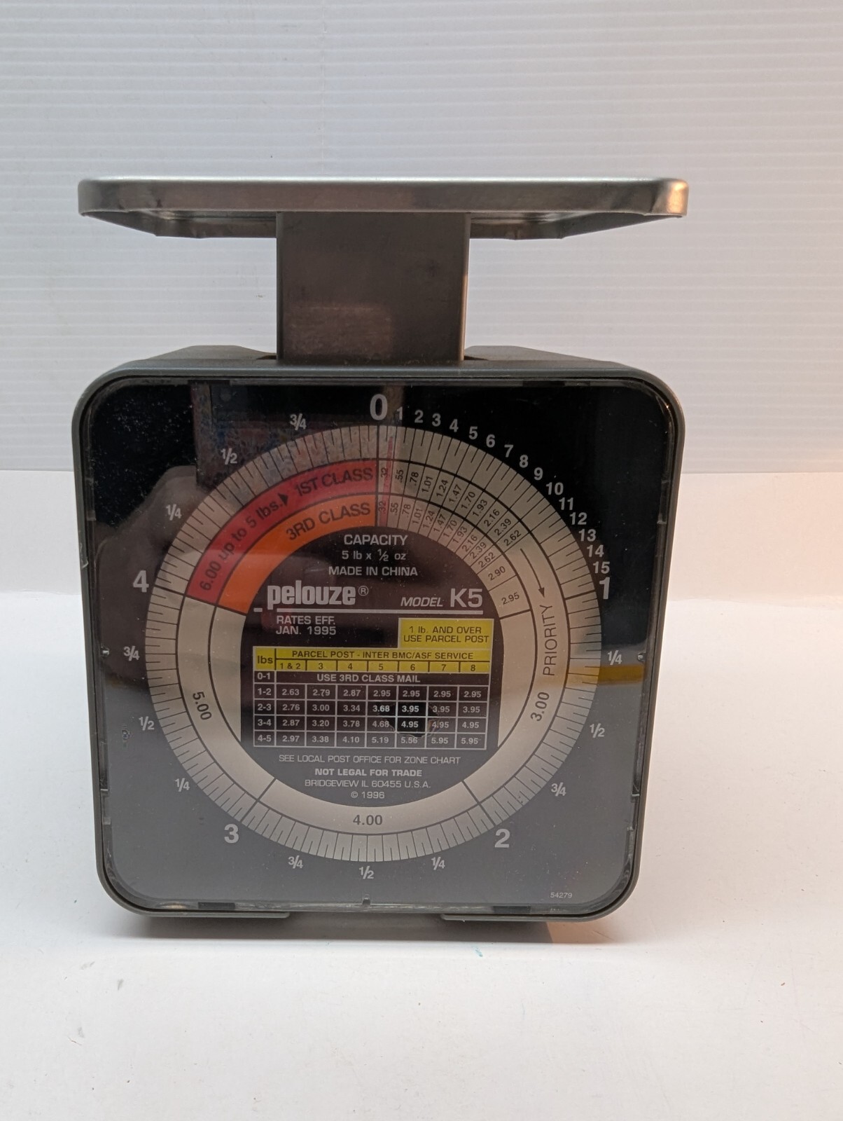 Pelouze K5 Mail Kitchen Scale 1996 Mechanical Analog Weigh Not For Trade USA