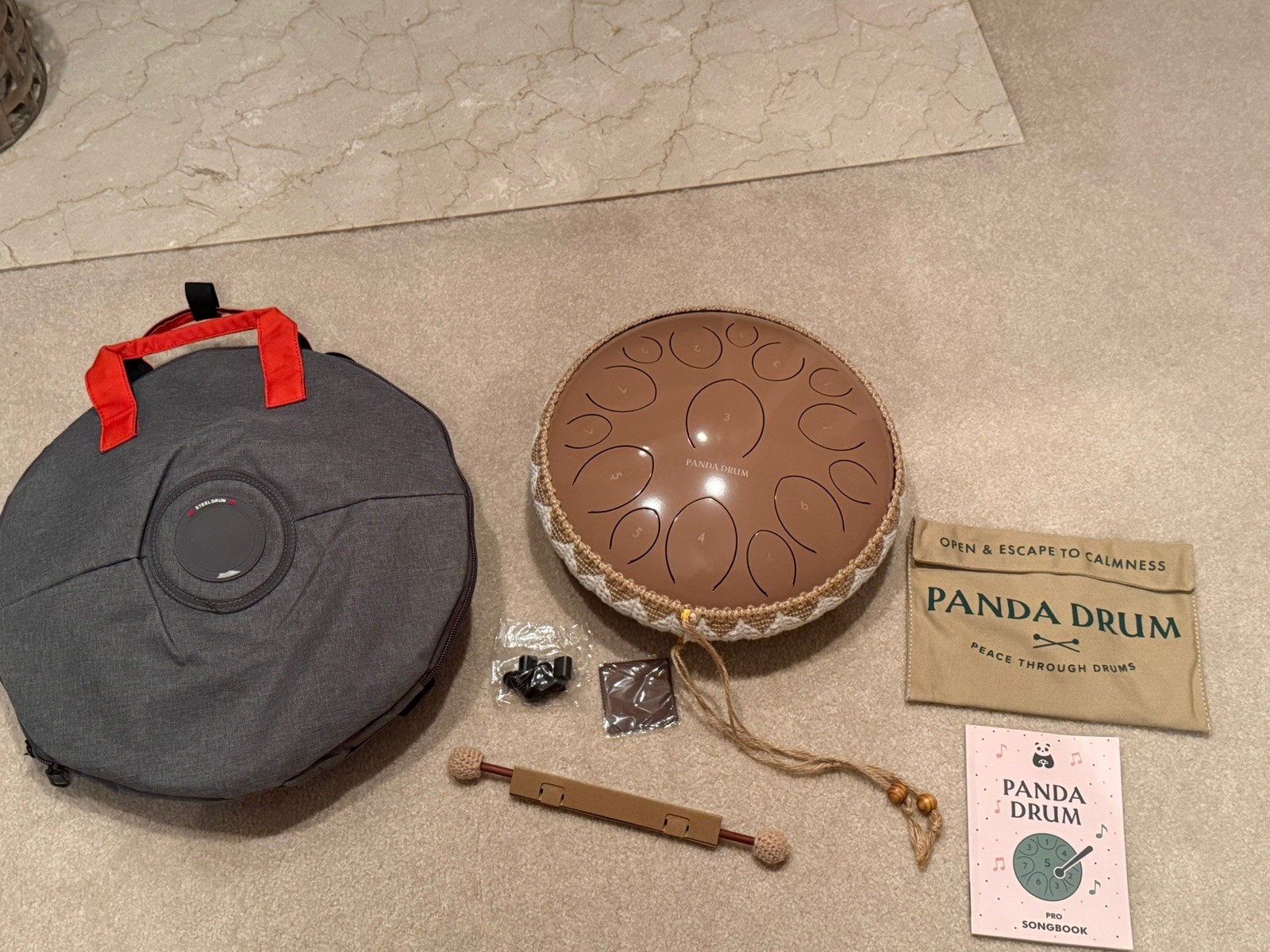 PANDA DRUM® • PRO Handcrafted Authentic 15" steel tongue drum Beautiful Pink Tan