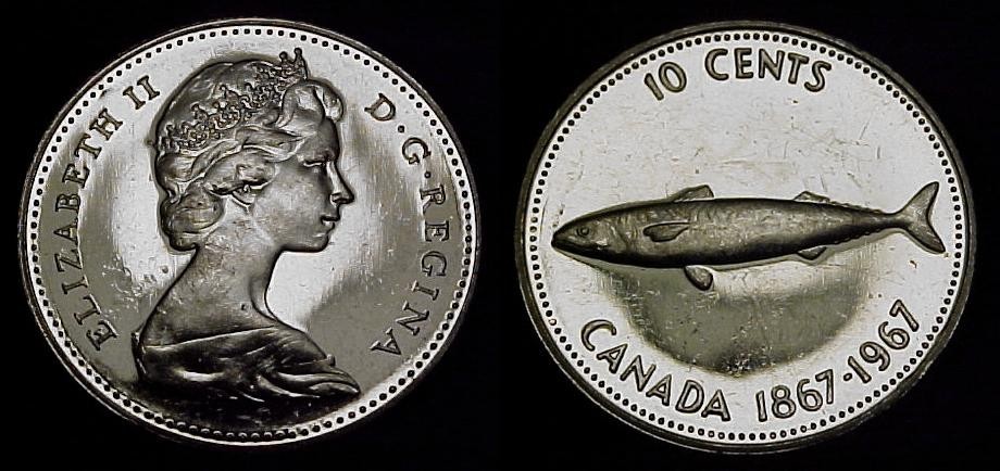 CANADA 1967 Ten Cents AU+