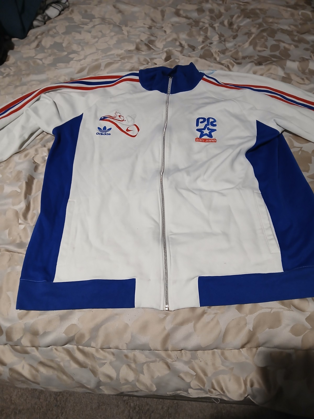 adidas mens jacket 3xl tall White Blue and Red