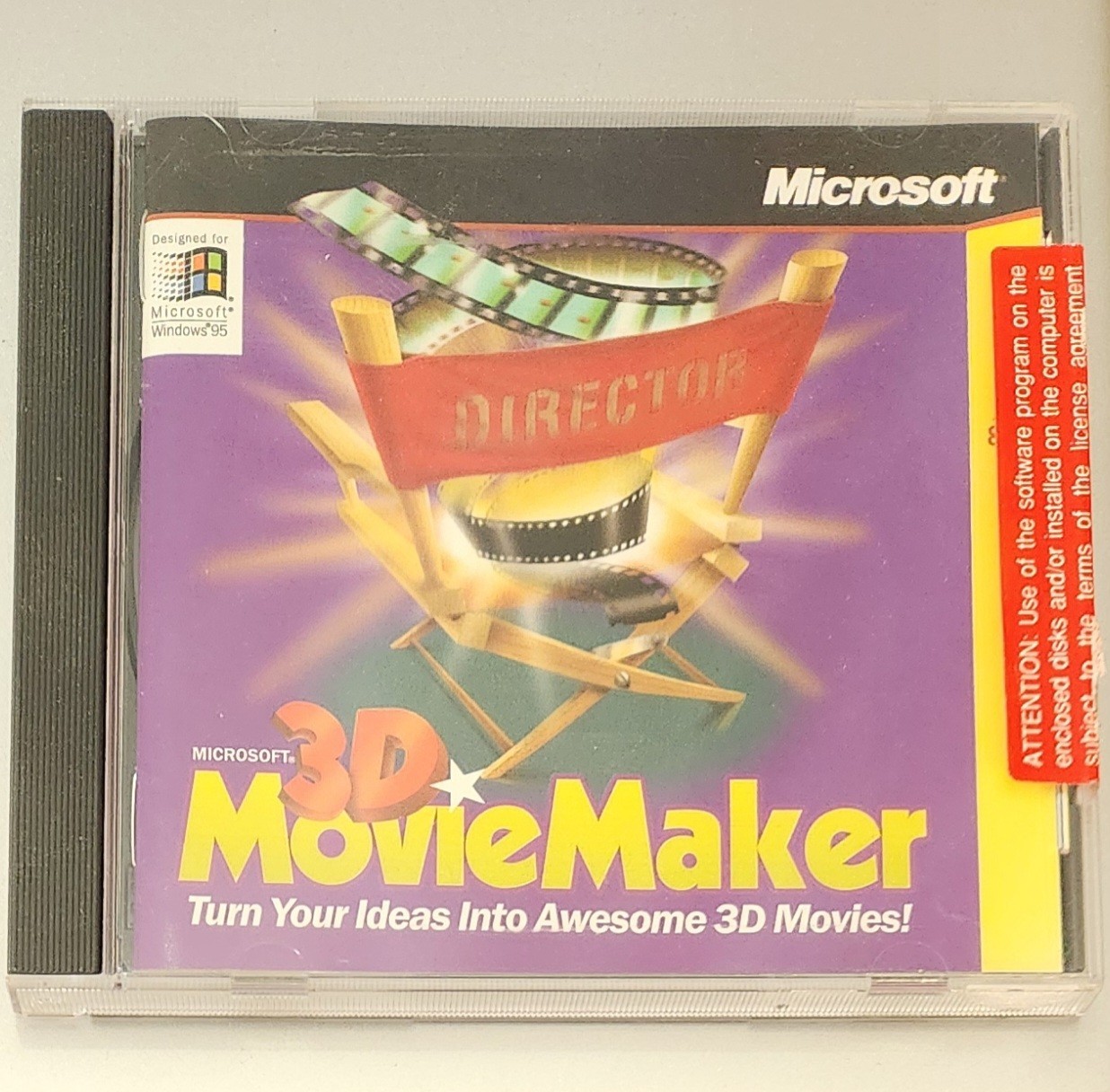 NEW UNOPENED Microsoft 3D MovieMaker 1996 Windows 95 Movie Maker CD Rom