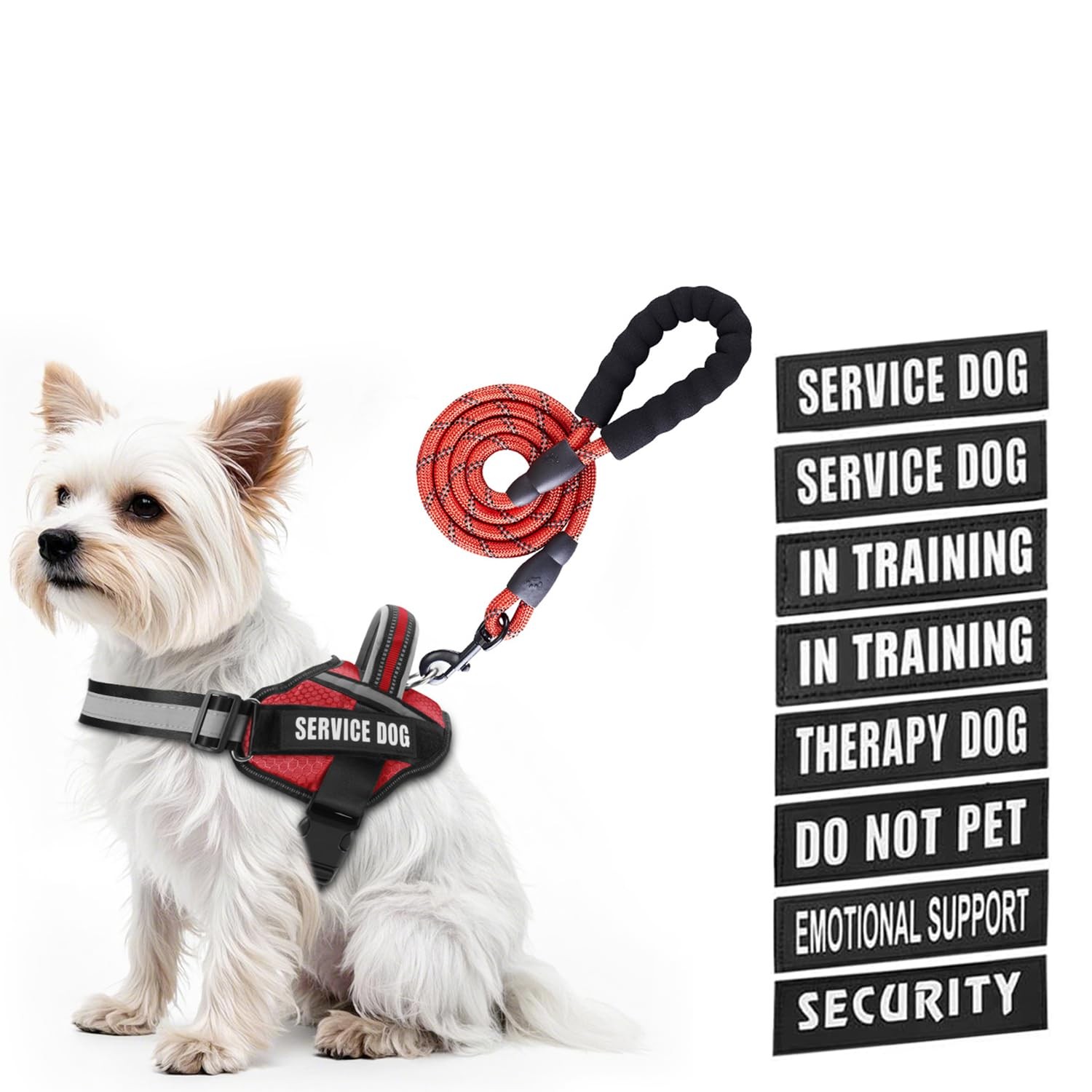 Service Dog Vest Harness and Leash Set, Animire in Training XXS, Red 