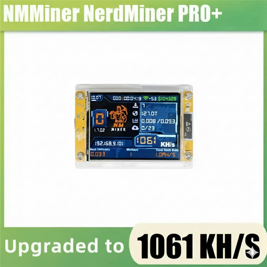 NMMiner NerdMiner PRO+ Bitcoin Lottery Solo Miner 1061 KH/s BTC ESP32 With Case