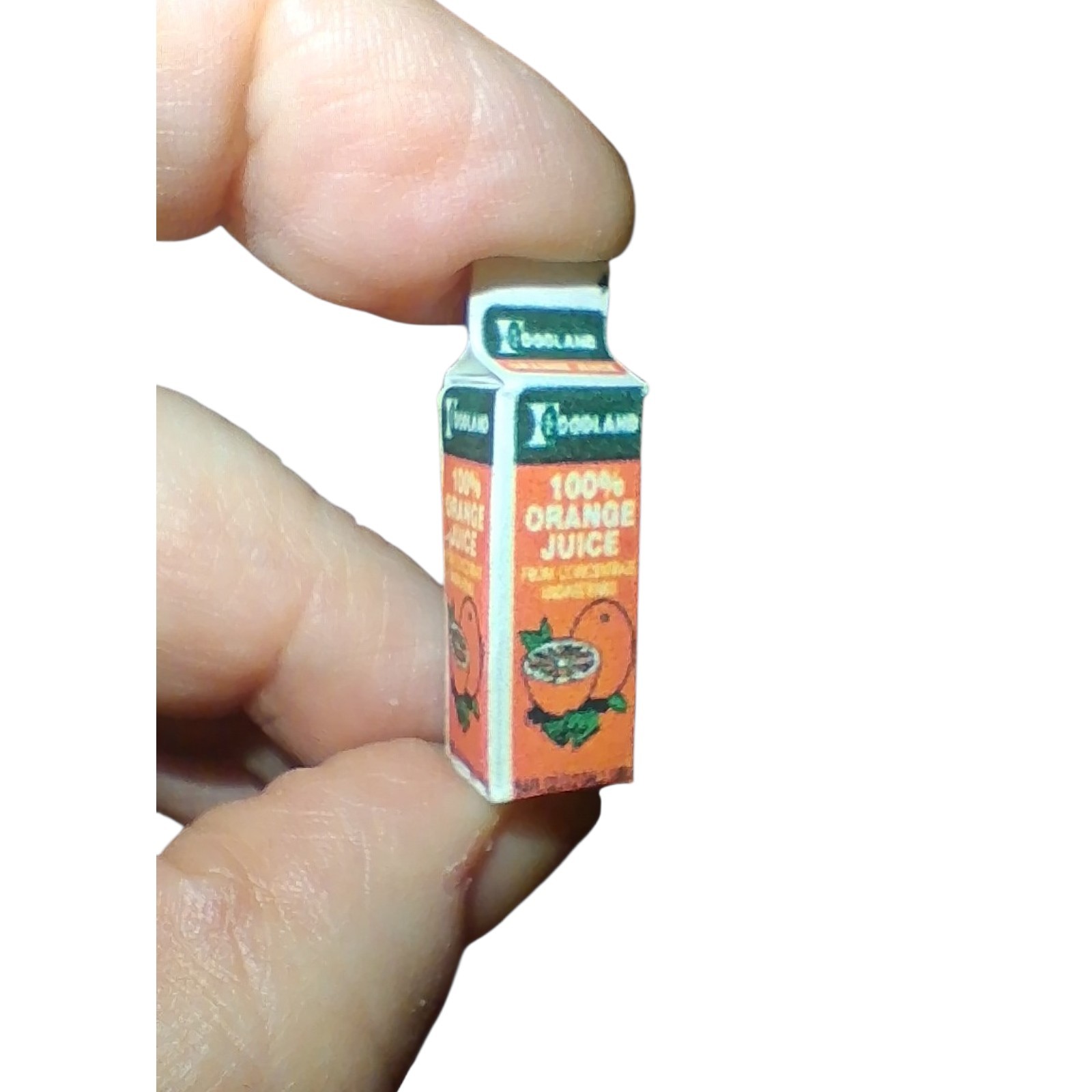 Dollhouse Miniature Vintage Foodland Orange Juice Carton