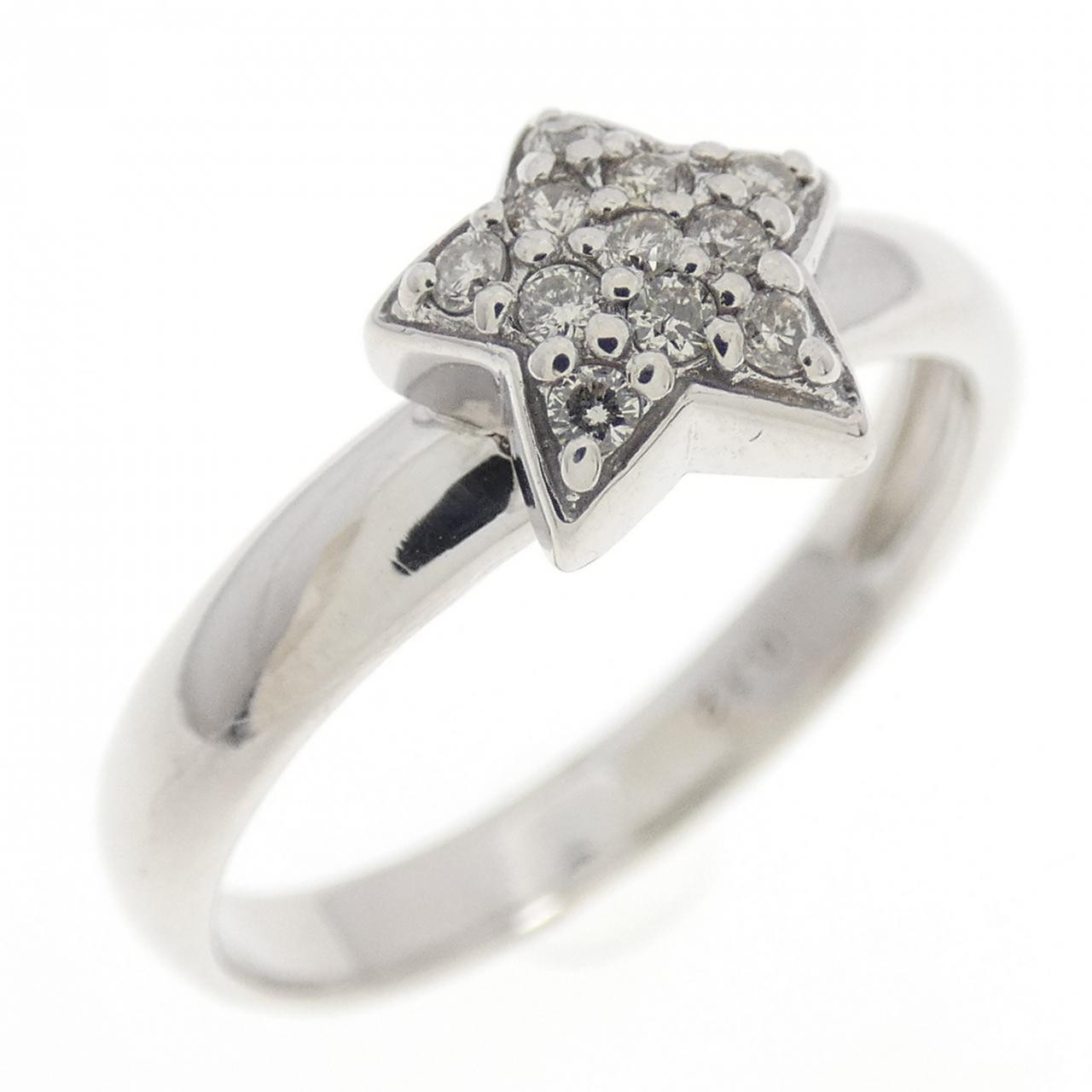 Authentic K18WG Star Pave Diamond Ring 0.12CT #260-007-816-4154