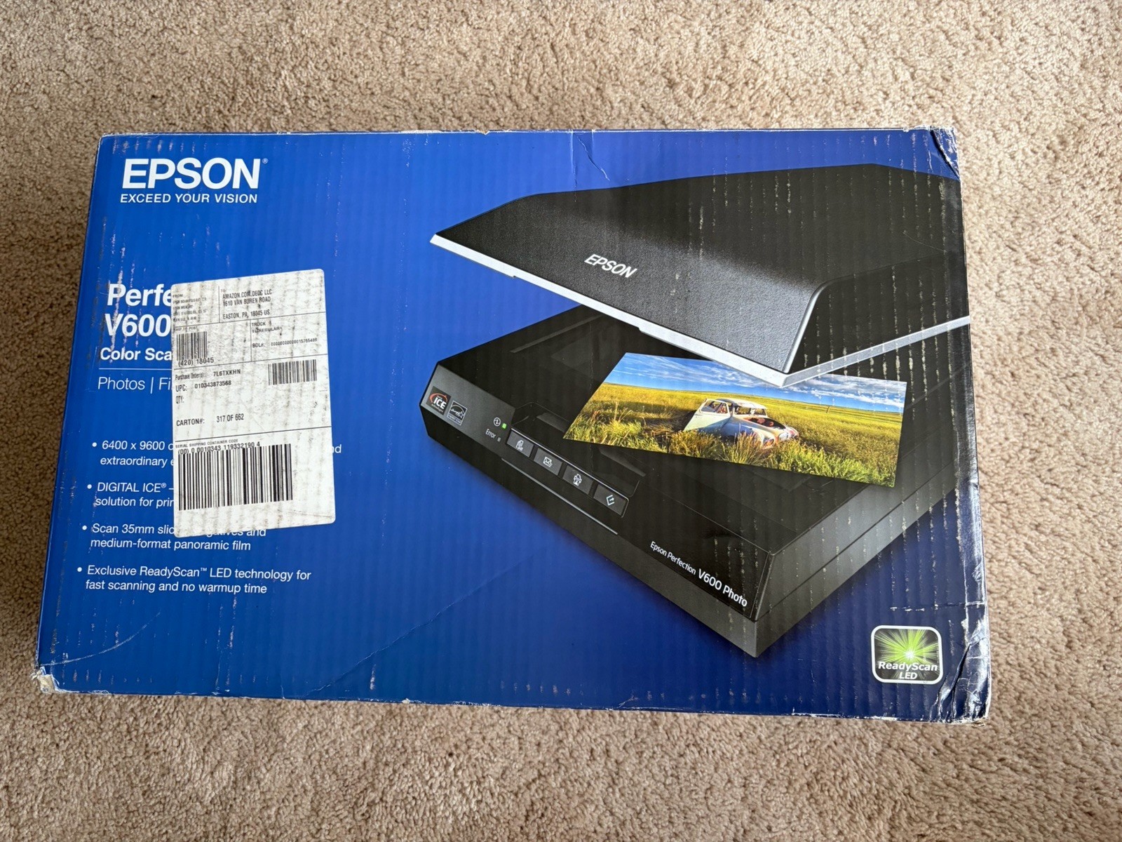 Epson Perfection V600 Wired USB Connectivity Photo Color Scanner 6400 x 9600 dpi