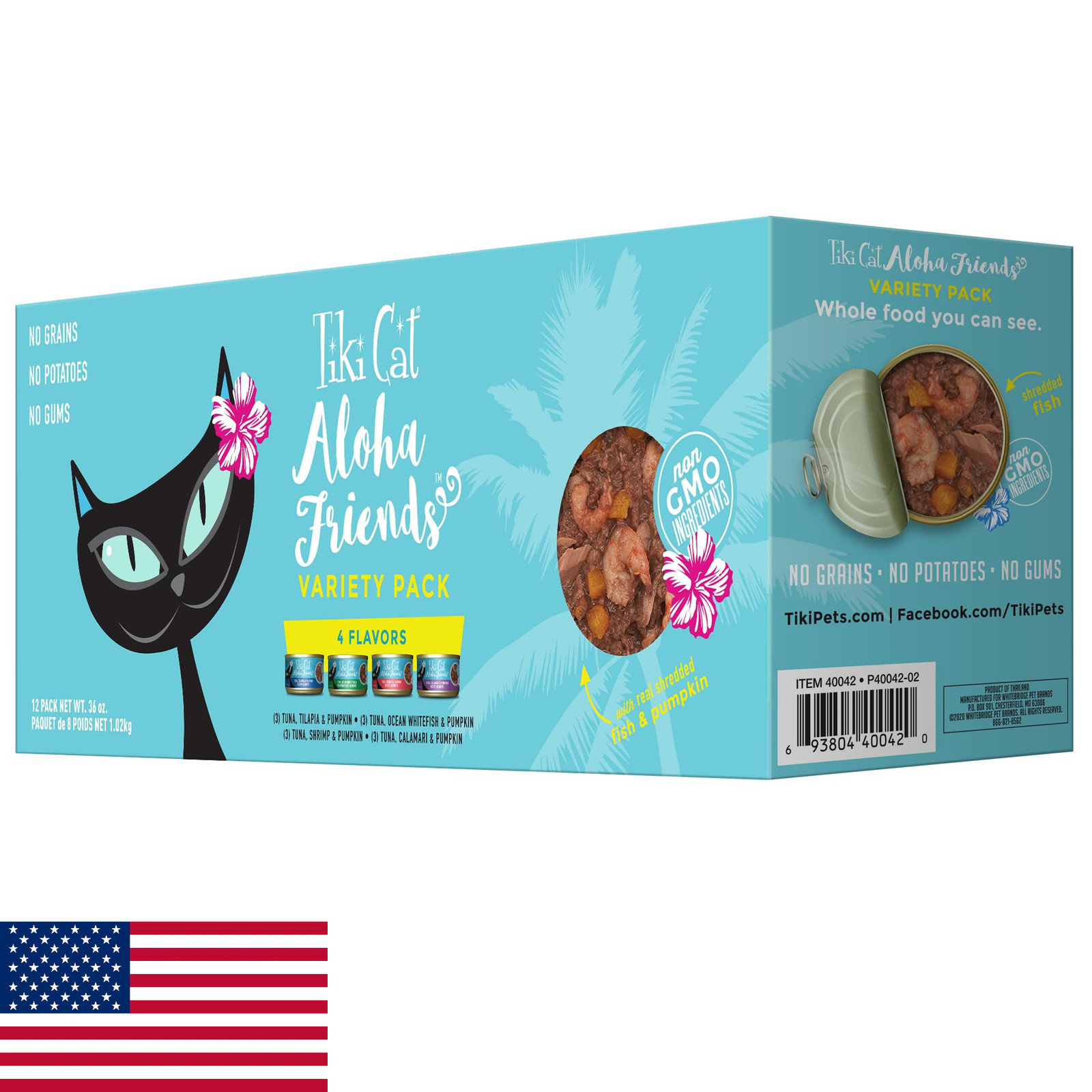Tiki Cat Aloha Friends Variety Pack Seafood Pumpkin Wet Cat Food 3oz 12-Pack