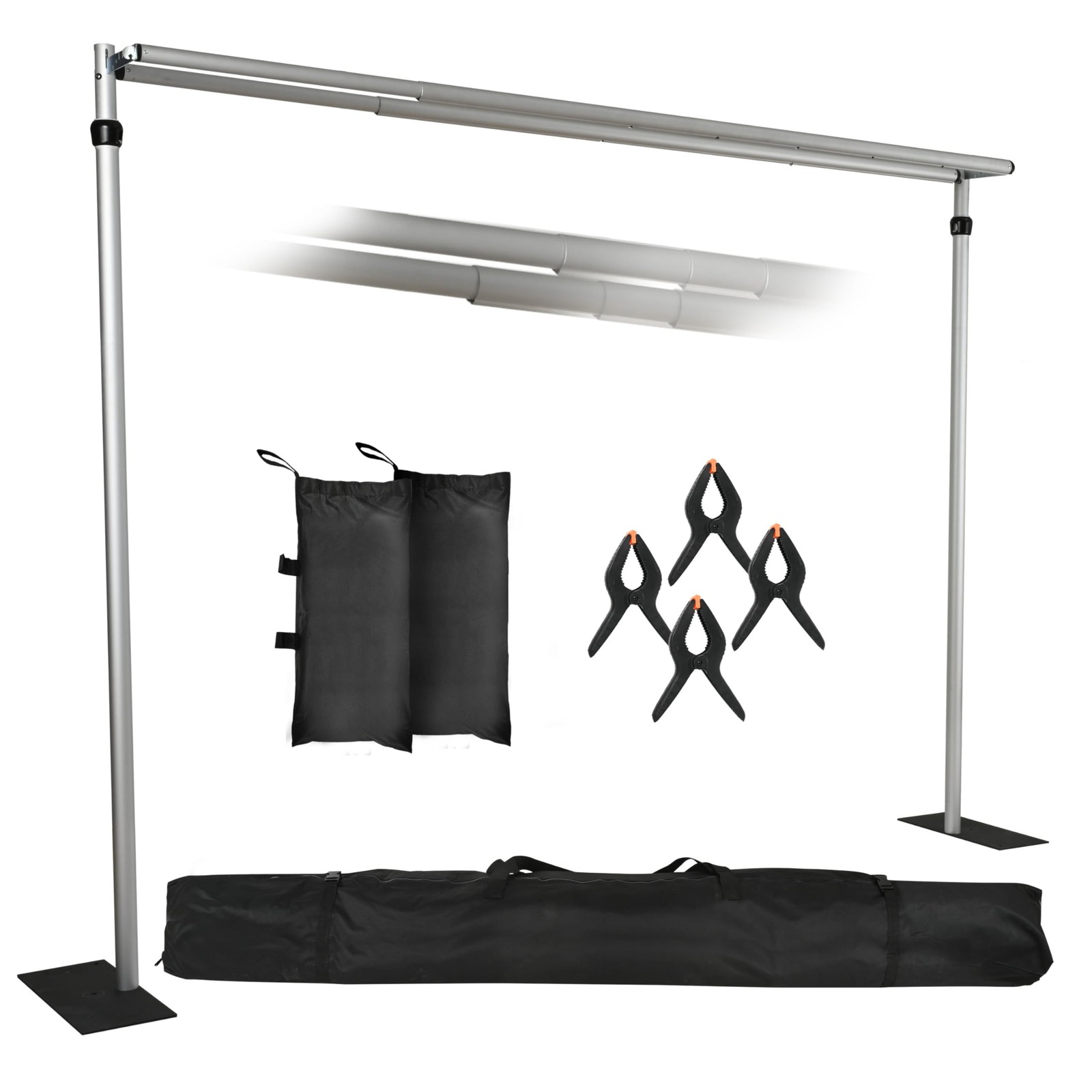 10x10Ft Double Crossbar Backdrop Stand, Heavy Duty Pipe and Drape Stand, Wedd...