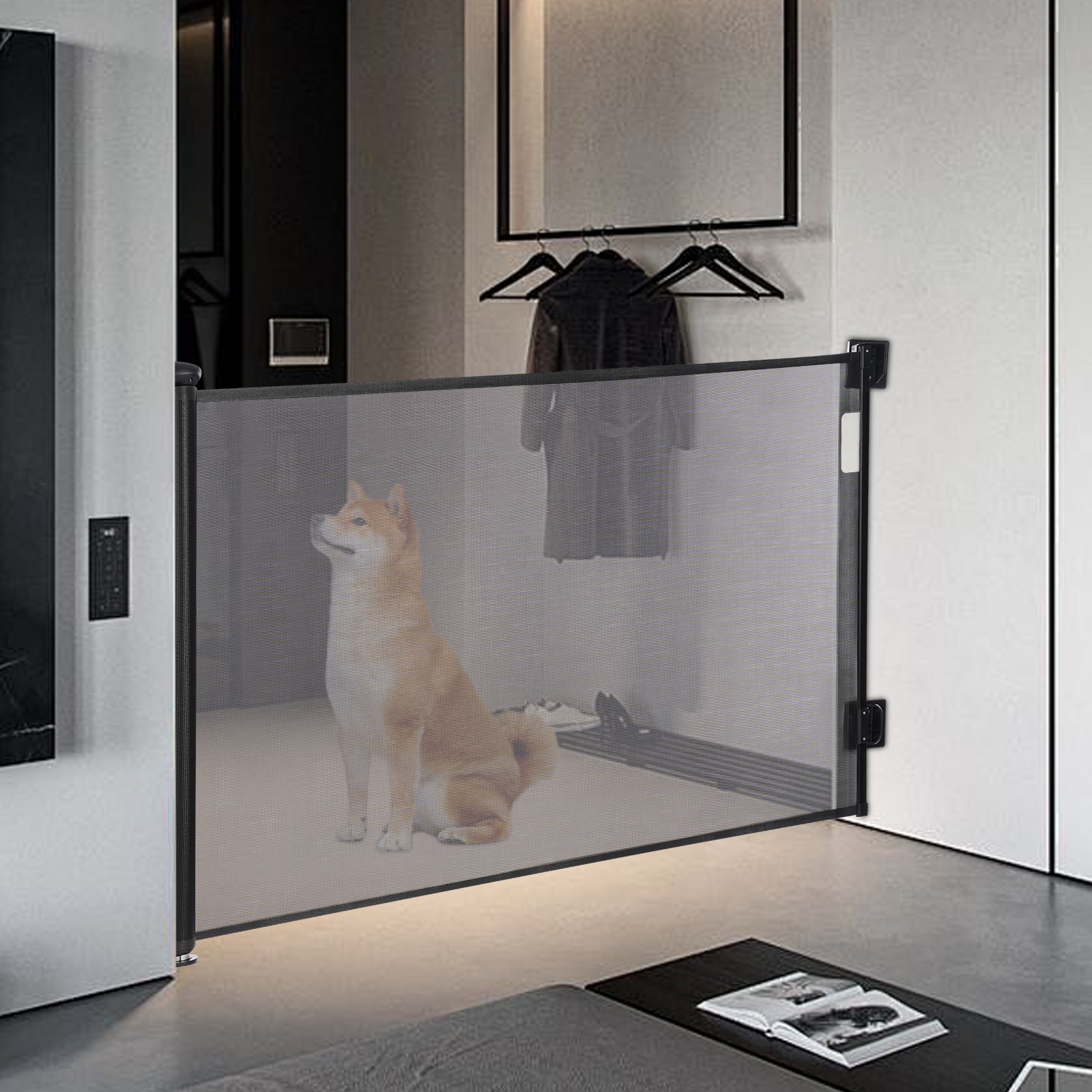 Retractable Baby Gate Retractable White Safety Mesh Indoor Outdoor 140*86cm