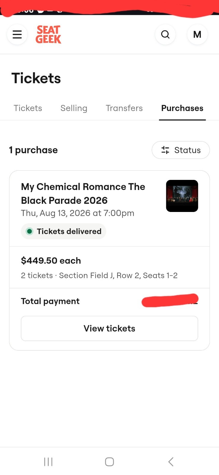 My Chemical Romance 2026 Concert Ticket Nissan Stadium