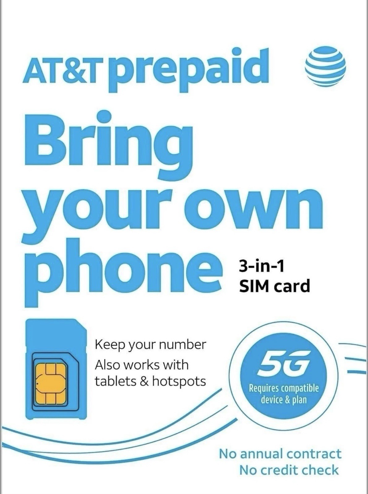 AT&T Prepaid Bring Your Own Phone or Tablet Sim Kit | Universal 3-in-1 Sim Card