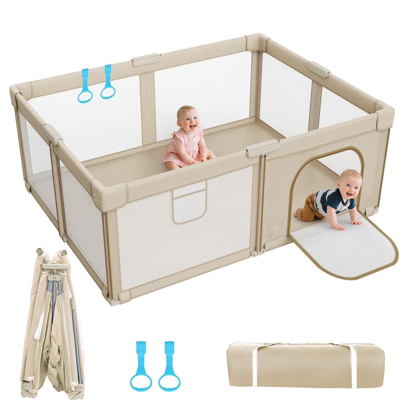 Foldable Baby Playpen: 71” x 59” Super Large Playpen for Babies and 
