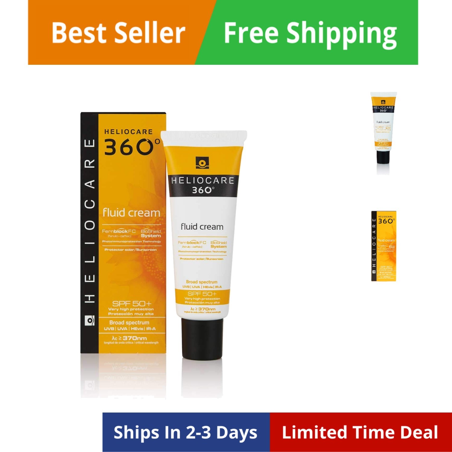 360° Fluid Cream + 50ml / Sun Cream for Face/Daily UVA, UVB Visible Light and...