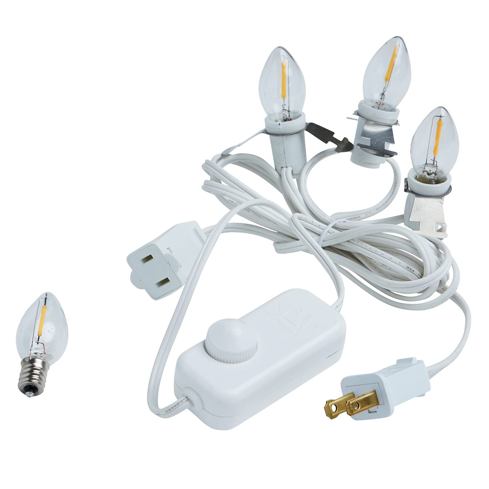 [Dimmer Included] Three Bulb chainable LED Accessory Cord â€“ Warm Bulbs