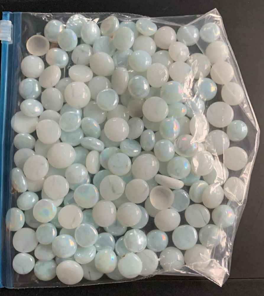 1 lb. 2 oz. WHITE FLAT GLASS MARBLES